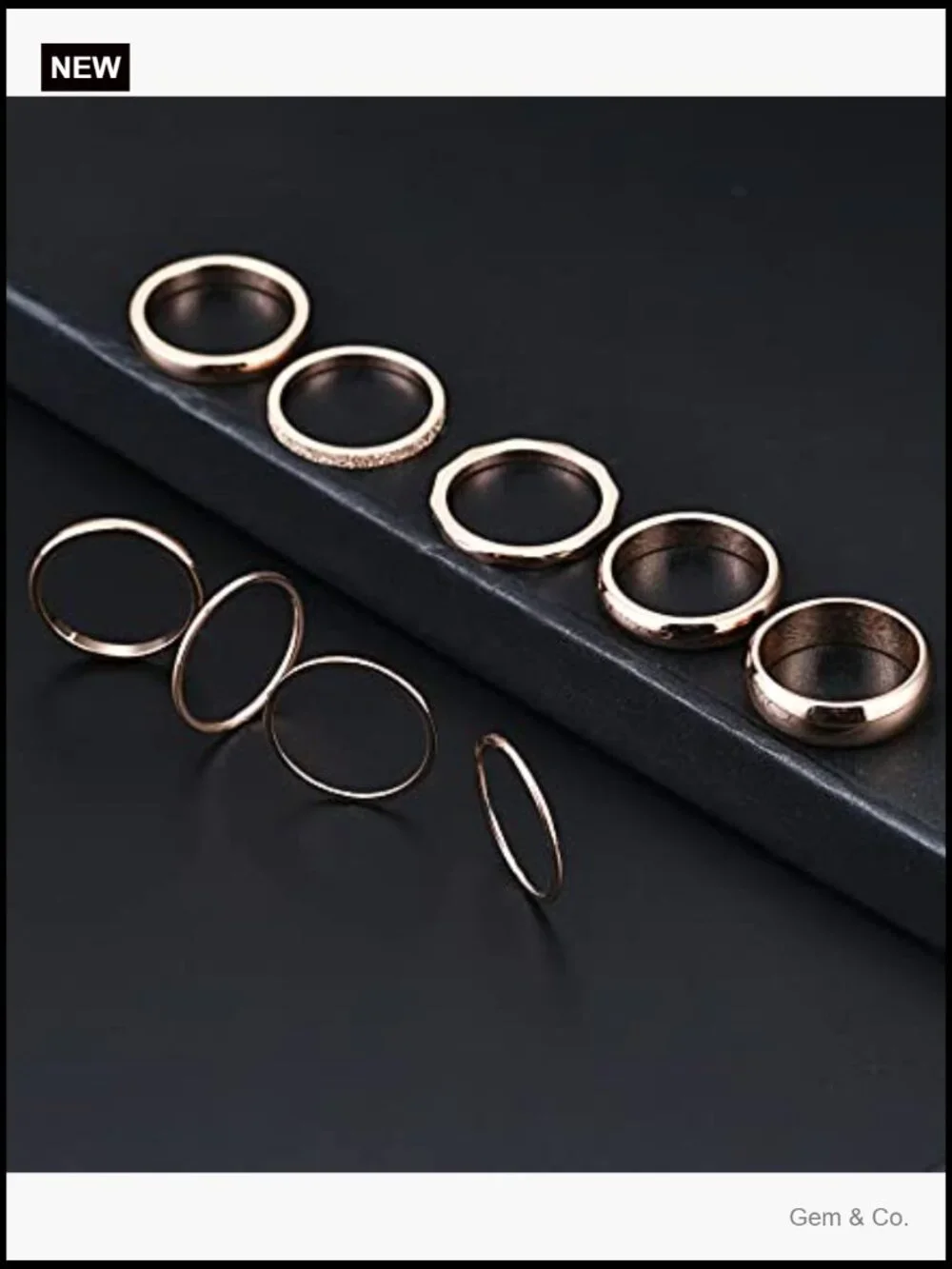9Pcs Stackable Eternity Ring Set Stainless Steel Band Engagement Wedding Ring